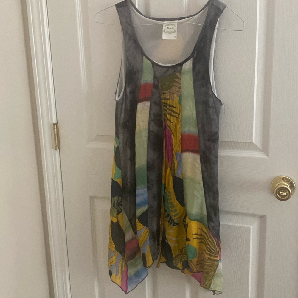 Bohemian Multi-Color Sleeveless Swing Dress Fleur De Lis Collection